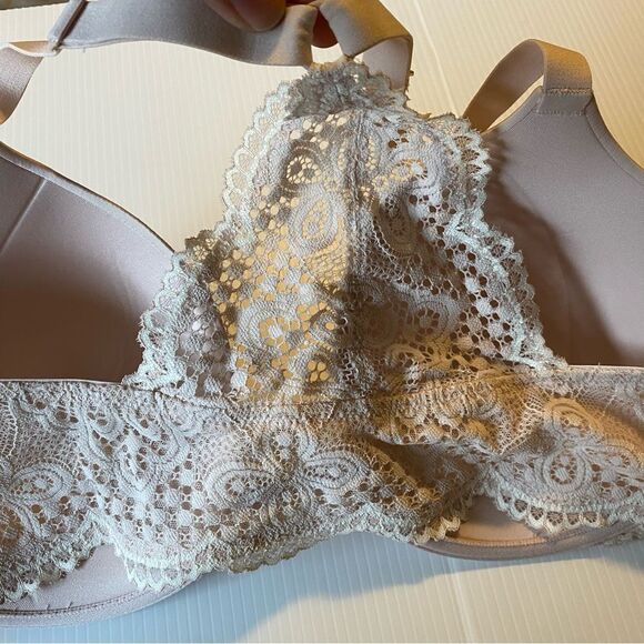 Maidenform One Fab Fit Lace Shaping Underwire Front Close Bra racerback 42C tan - Picture 6 of 10